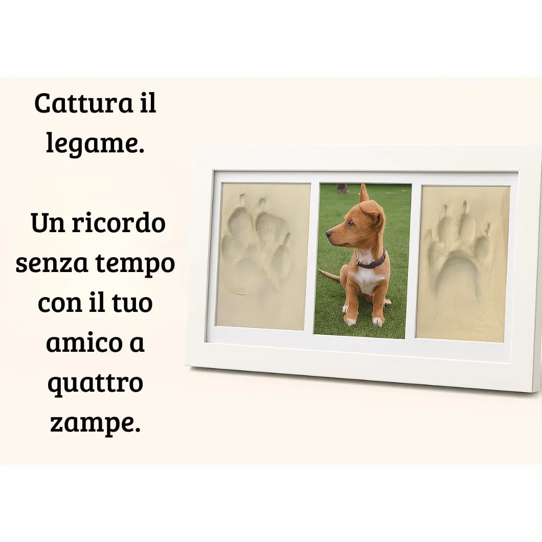 Marco per impronte animali domestici cane gatto kit stampa argilla bianca scatola regalo passepartout colorati ricordo personalizzato
