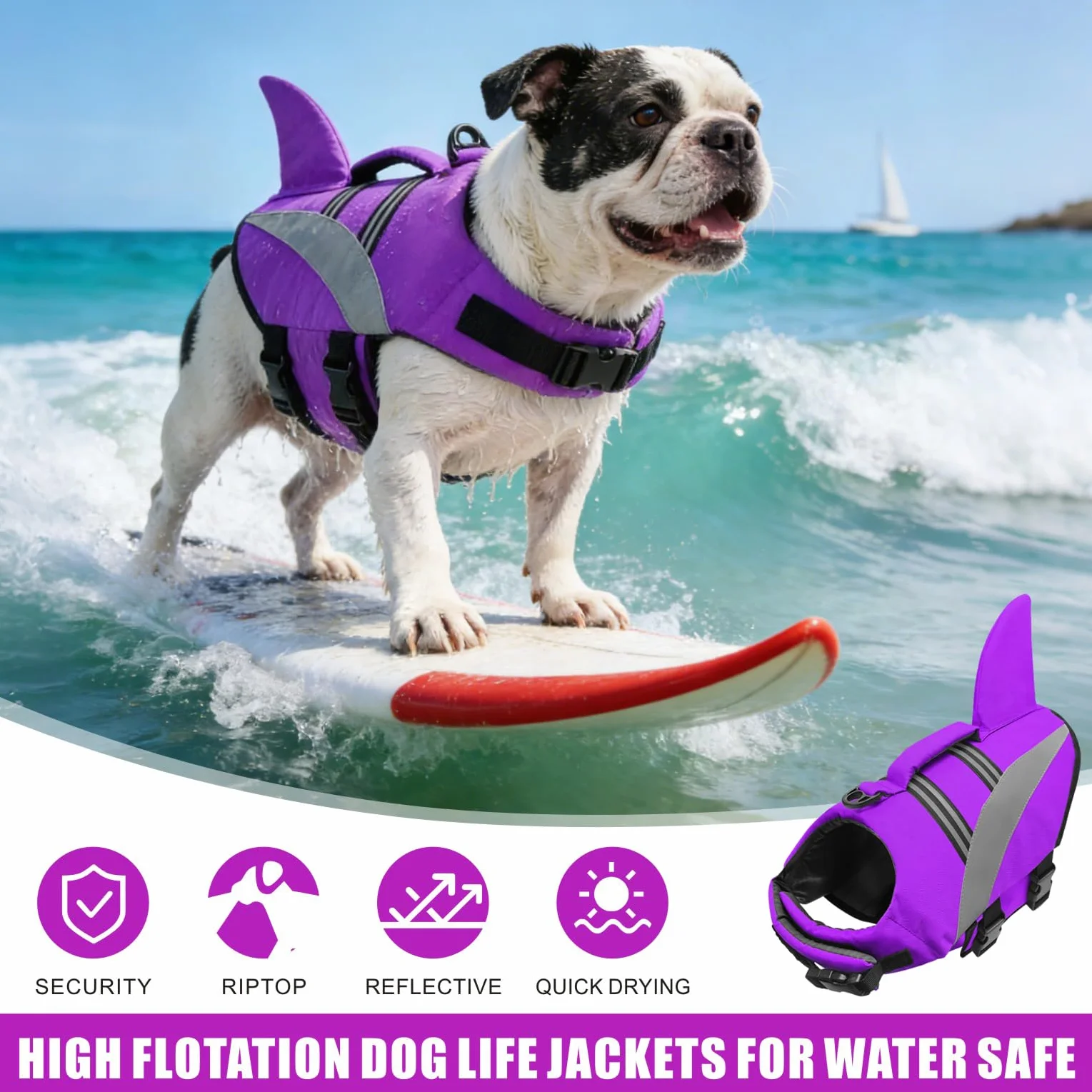 Dog Life Vest Giubbotto di Salvataggio per Cane Alta Flotation Riflettente