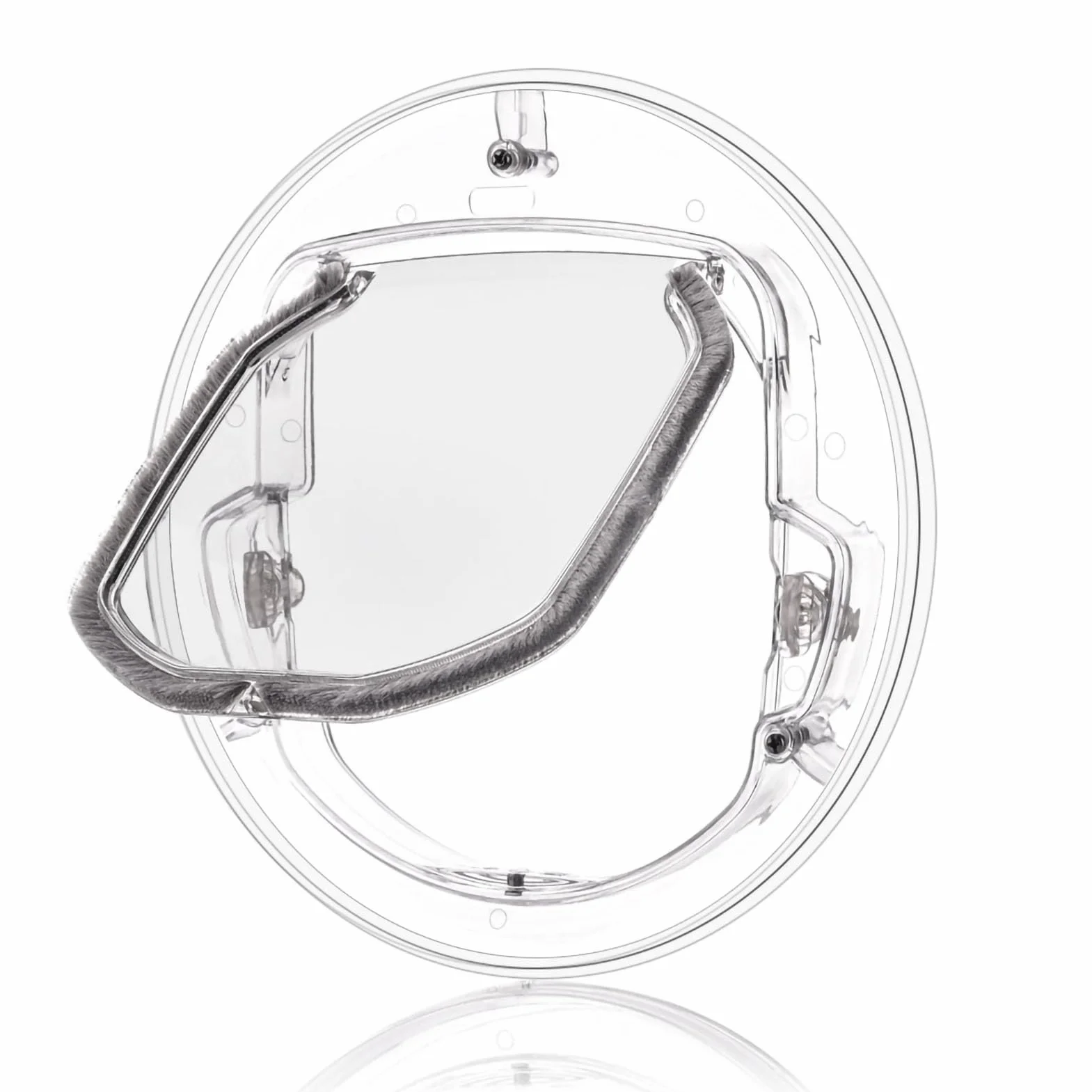Porta per Animali Domestici Rotonda Trasparente in Plastica ABS con Chiusura a 4 Vie Impermeabile per Gatti e Cani Piccoli