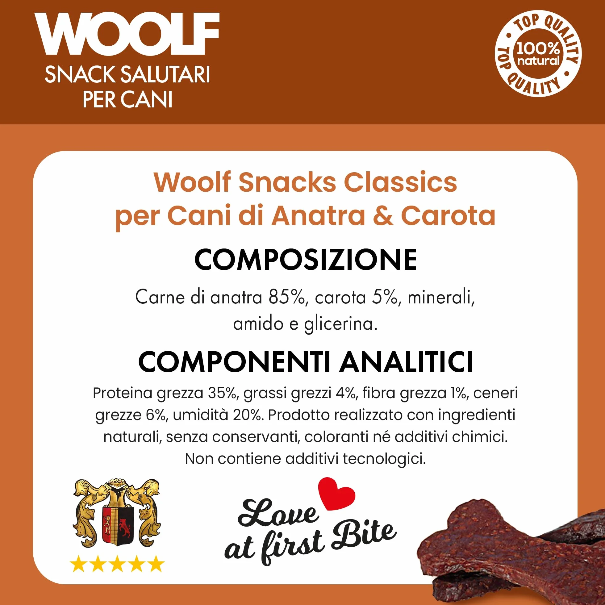 Snack per cani dental stick per cani premietti addestramento masticativi lunga durata osso pulizia denti cane al gusto anatra e carota 100 g | WOOLF