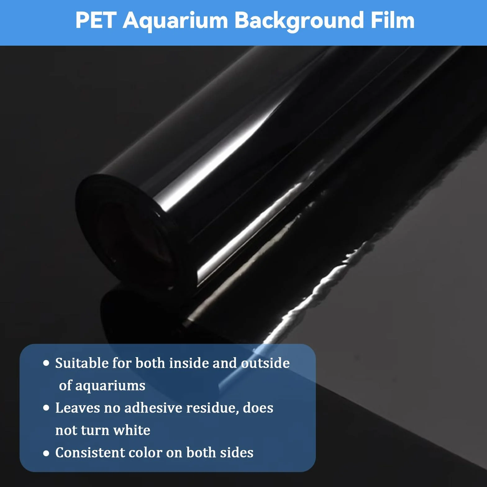 CHENGCKJ Adesivo Statico Sfondo Acquario 40x400 cm Pellicola per Parete Posteriore dell' Acquario Nera con Adesivo Pellicola Autoadesiva per Acquario Pellicola di Sfondo Acquari per Terrari