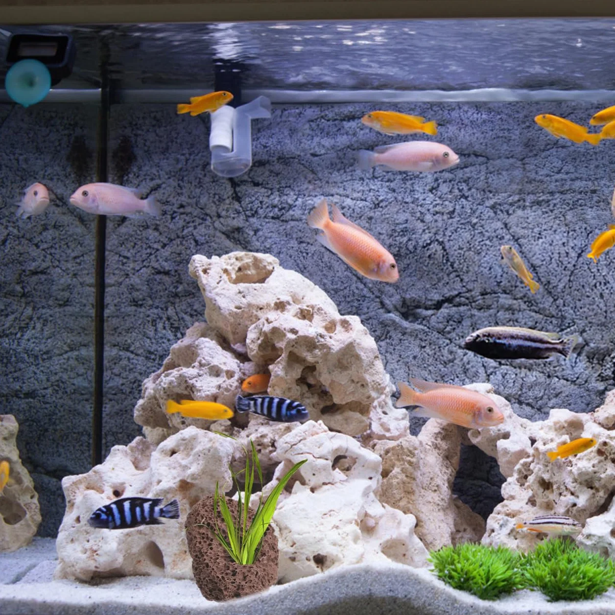 Happyyami Rocce Vulcaniche Naturali per Acquario 6 Pezzi Supporto Fisso per Piante Acquatiche Decorazioni di Pietra Lavica per Serbatoio Pesci E Gamberetti Ornamenti Acquario