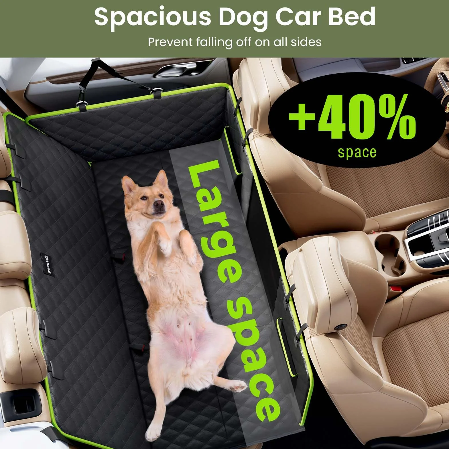 Pecute Coprisedile Auto per Cani con Fondo Duro,2025 Aggiornato Materia, 3-in-1 Auto Telo & Estensore & Barrier, Impermeabile Antigraffio, Texture Divano, Fino a 150 kg
