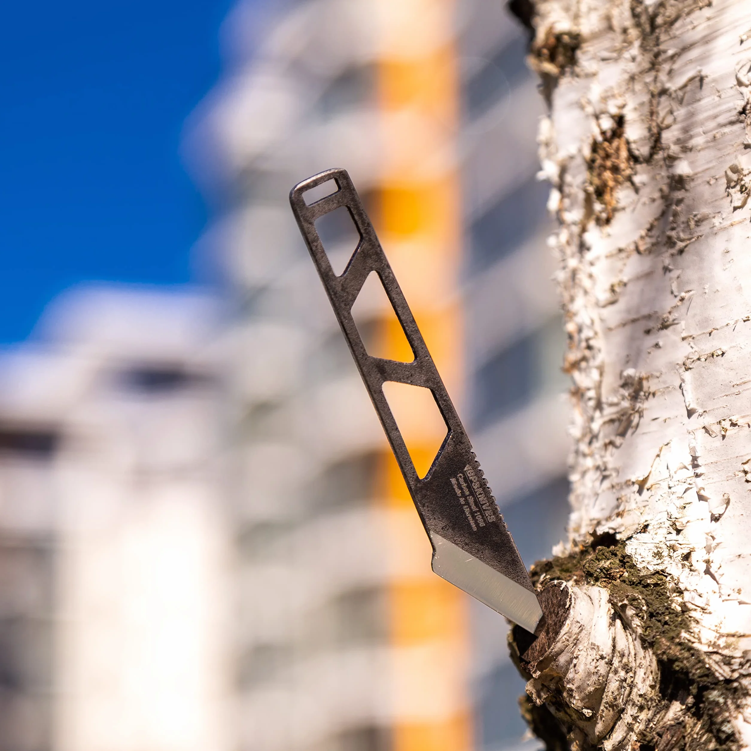 BPSKNIVES Mini Kiridashi - Coltello a lama fissa scheletrato con custodia in plastica - Coltello con fodero - Coltello da tasca a lama fissa in acciaio al carbonio