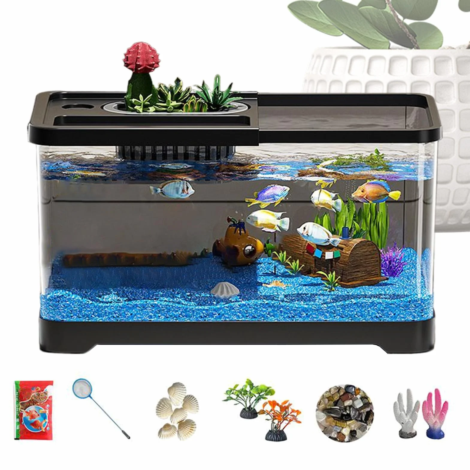 Acquario in vetro per principianti Aqua Cube Glass Fish Tank Starter Kit