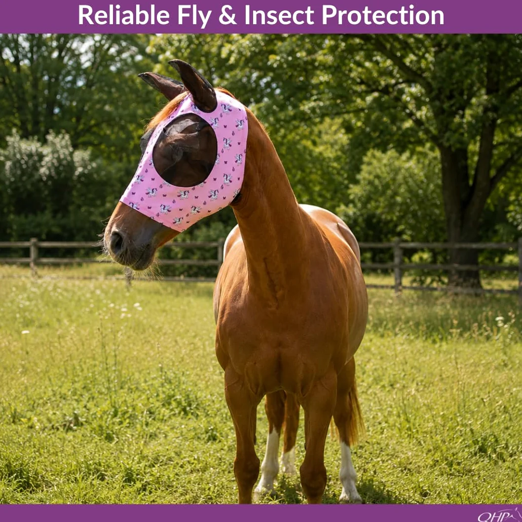 QHP Maschera antimosche Unicorn rosa
