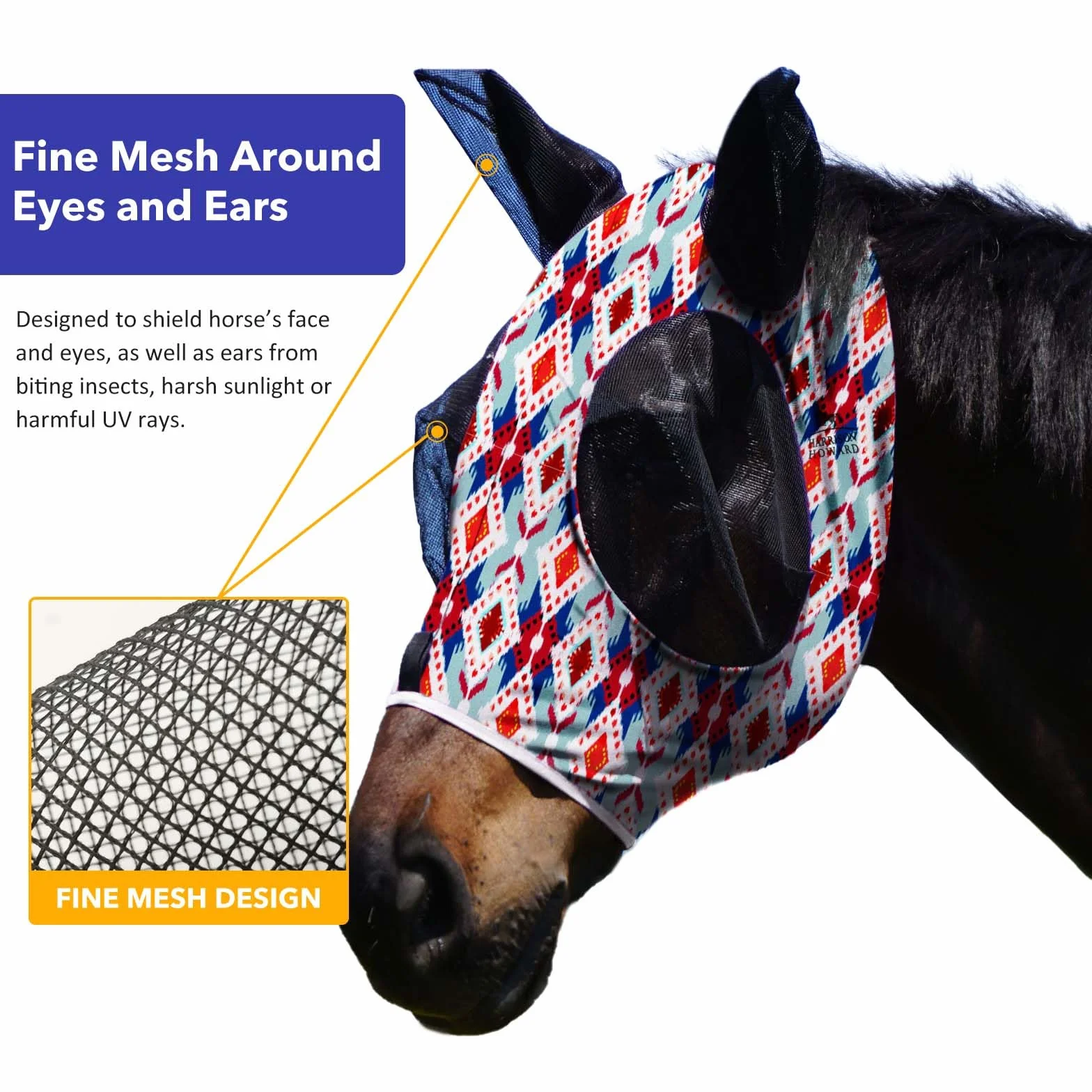 Harrison Howard Maschera da mosca del cavallo protezione UV Standard Stupendo Comfort tribale L