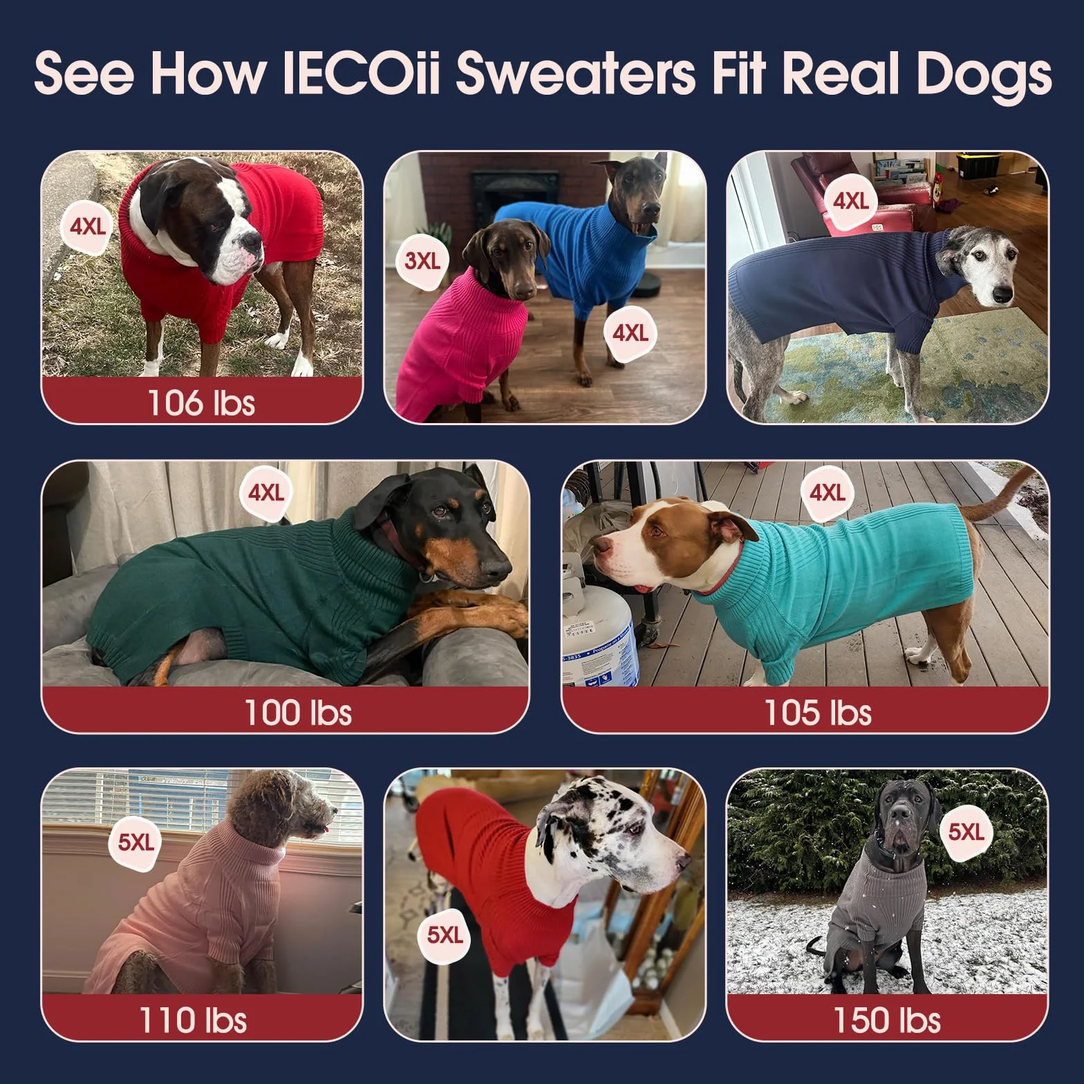 IECOii Maglione per cani dolcevita caldo taglia piccola media grande Felpe autunno inverno Chihuahua Bulldog francese Labrador