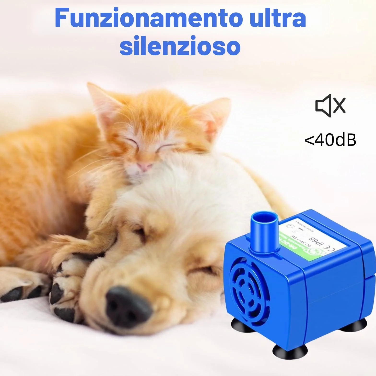 Pompa Fontanella per Gatti, USB Pompa di Ricambio Fontanella Gatti, Ultra Silenziosa, Pompa Acqua per Gatto