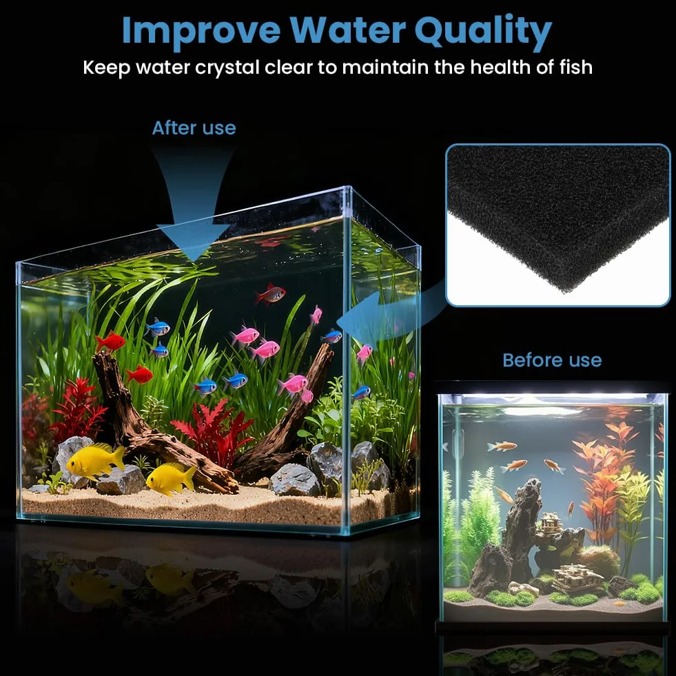 Spugna Filtrante Nero Pori Medi 50x50x2cm 35PPI Schiuma per Acquario