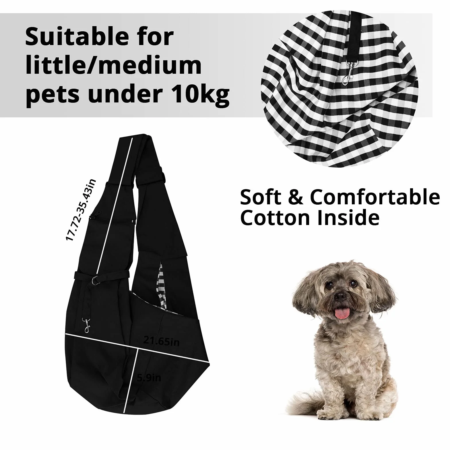 Borsa da trasporto per cani e altri animali da compagnia, regolabile, traspirante, adatta per passeggiate e attività all'aria aperta (nero)