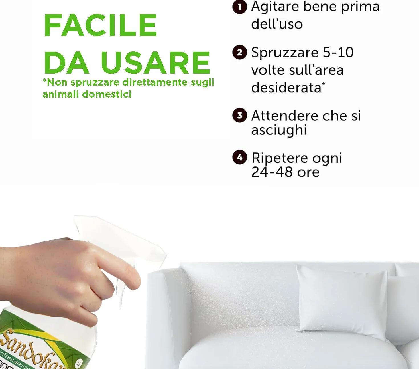Sandokan, Disabituante Cani e Gatti Spray 1L, Repellente per Gatti e Cani Educativo No Gas, Dissuasore per Gatti e Cani Liquido per Esterno e Interno, Non Tossico, Sicuro Per Animali, Made in Italy
