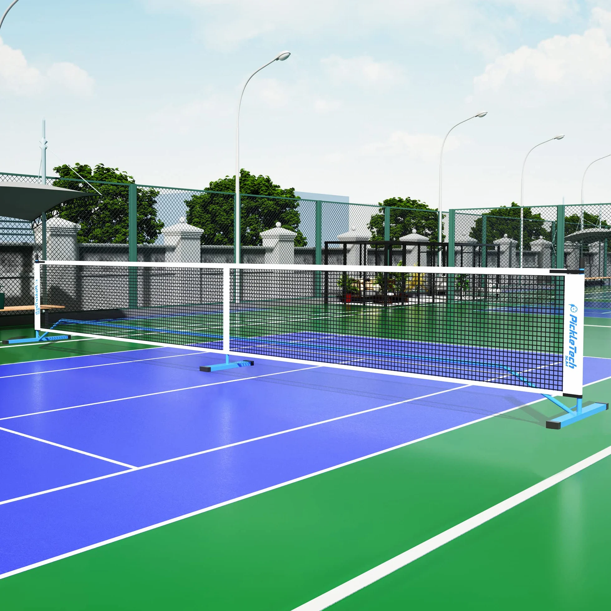 PICKLETECH – Rete da Pickleball portatile Slim 4.0 – 6,7 m – Rete da torneo – Resistente – Con borsa da trasporto – Equipaggiamento professionale – Set da gioco