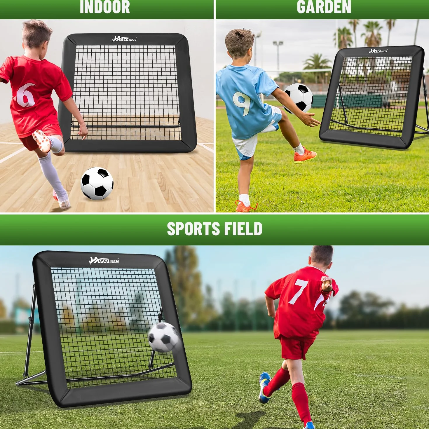 JASCOPRO Rete da rimbalzo da calcio, bersaglio per porta da calcio, attrezzatura da allenamento portatile
