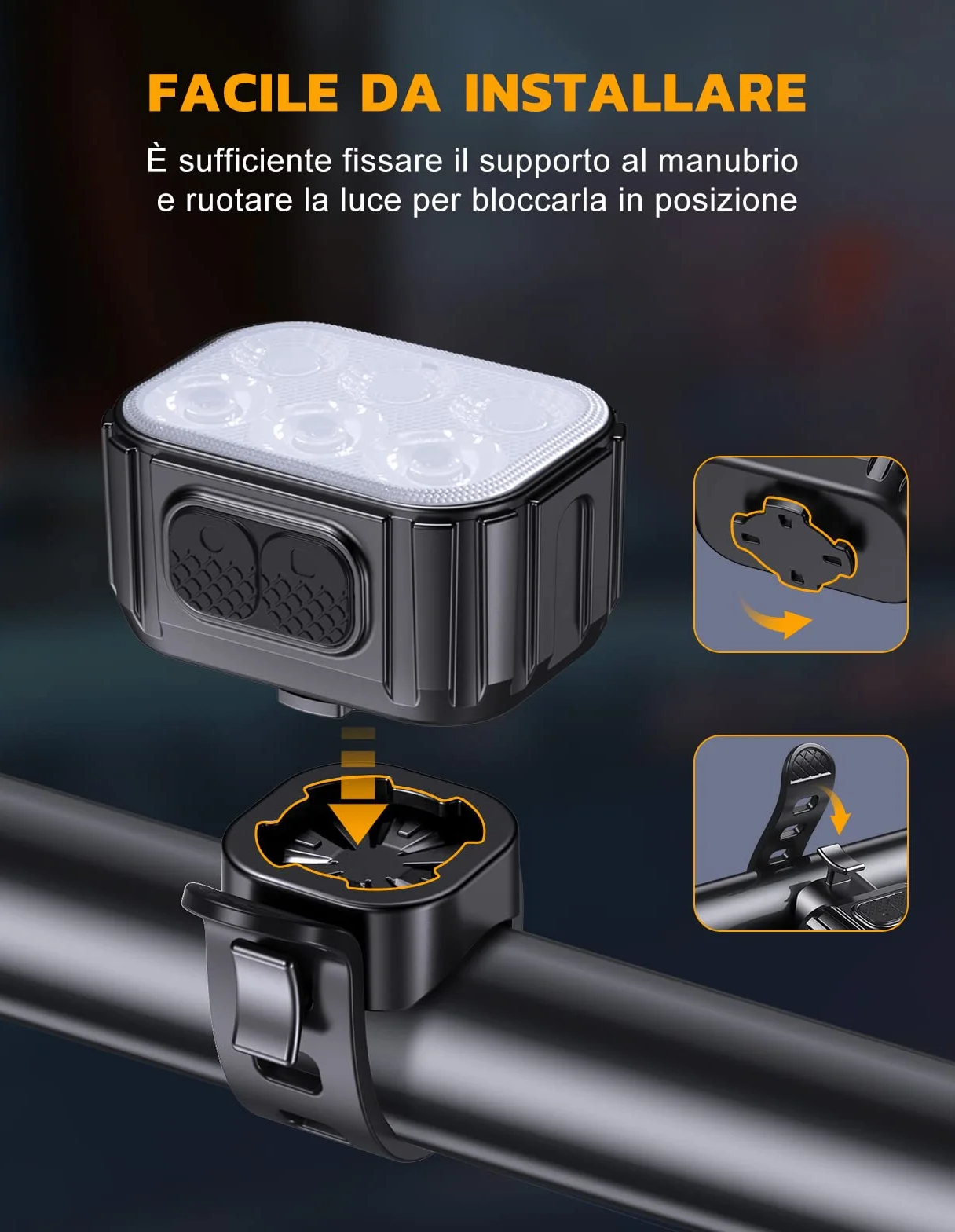 CIRYCASE Luci Bici Kit, Ricaricabile USB & Impermeabili IP65 Luci Bicicletta LED con Fascio Luminoso Spot & Flood, 8+12 modalità Ultra Luminose Luce Bici Anteriori e Posteriori