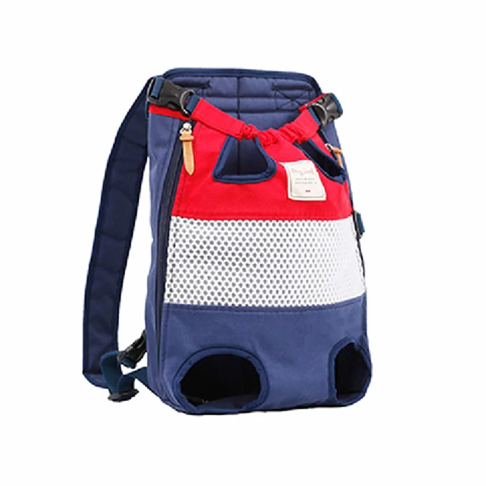 Tineer Zaino per Animali Domestici,Regolabile Dog Front Legs out Carrier Backpack Il Sacchetto di Mano Libero Viaggi,Easy-Fit per 5-12KG Piccole Medie Gatti Cani attività all'aperto (Rosso Blu)