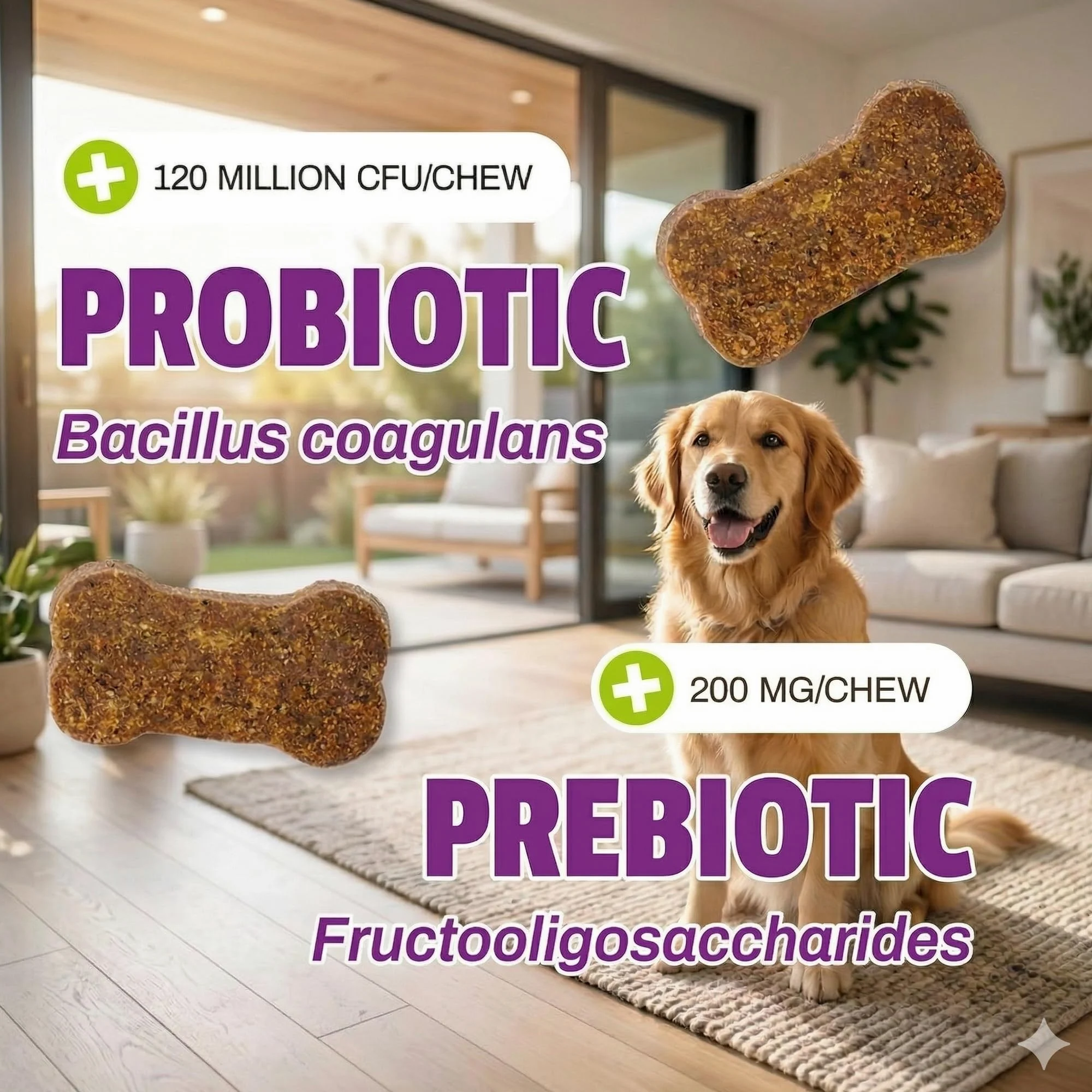 Pet Naturals Probiotico Giornaliero per Cani, Sapore di Anatra, 160 masticazioni - 120M CFUs Pre e probiotici per Cani Salute digestiva, Salute intestinale, Supporto immunitario, diarrea, allergie e