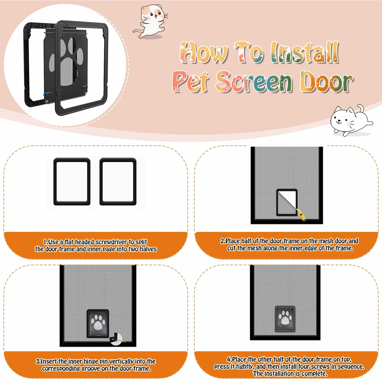 Gattaiola Porta per Gatti 24 x 29 cm Sportello Basculante per Gatto Piccolo Cane