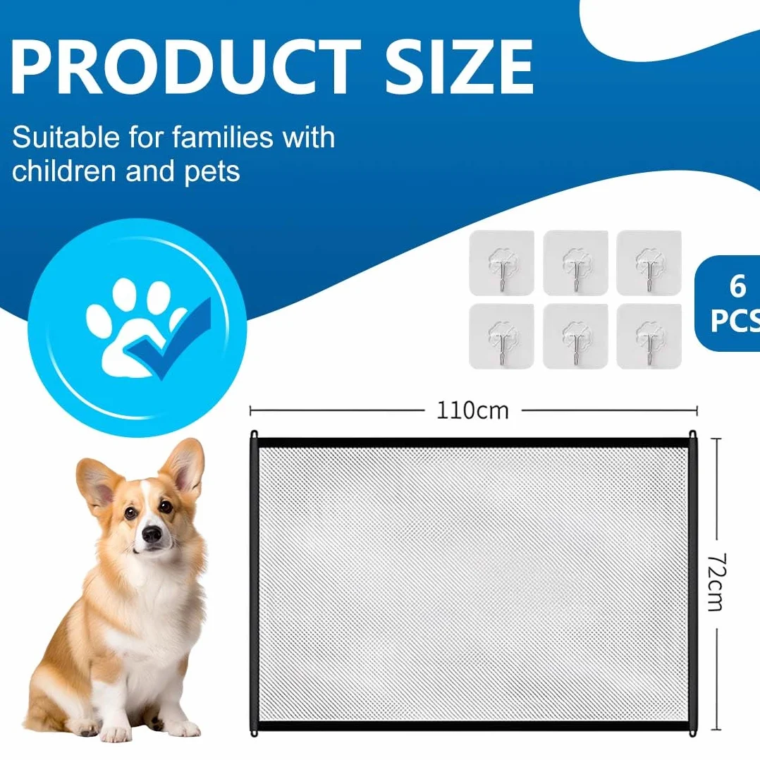 Cancelletto Cani Barriera per Cani Cancello Scale Bambini Animali Domestici 110x72 cm Nero