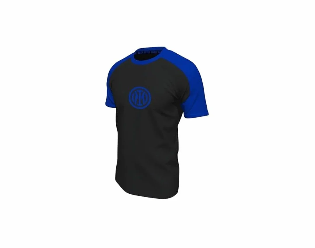 hermet Maglia Inter Uomo, T-Shirt Sportiva con Logo, Nero e Blu, 100% Cotone, Prodotto Ufficiale (C10I002)