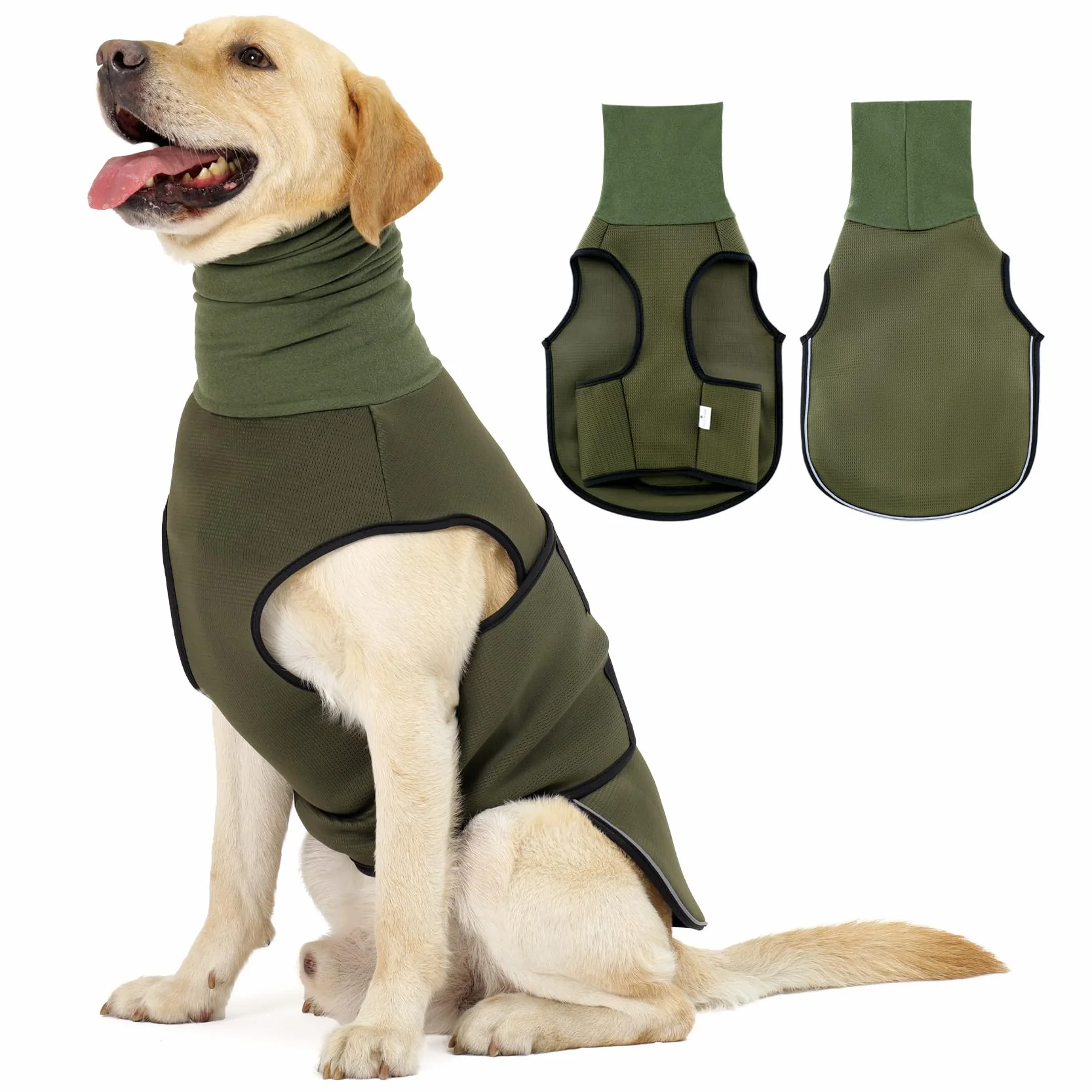 Dotoner Giacca Ansiolitica per Cani 2-in-1 Cappotto Calmante con Strisce Riflessive e Cuffia Antirumore