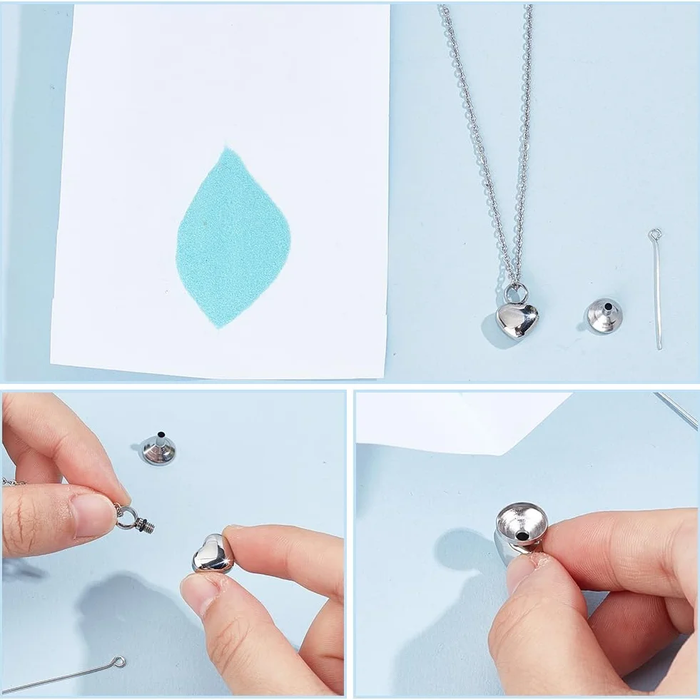 CREATCABIN Urna Commemorativa a Forma Cuore Collana Ceneri Acciaio Inossidabile Ciondolo 1.2x1.7cm