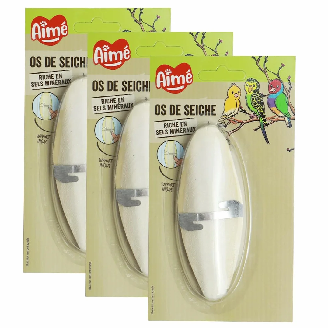 Osso di Seppia Naturale per Pappagalli Tartarughe Uccelli 3 Pezzi con Supporti Metallo 11-13cm