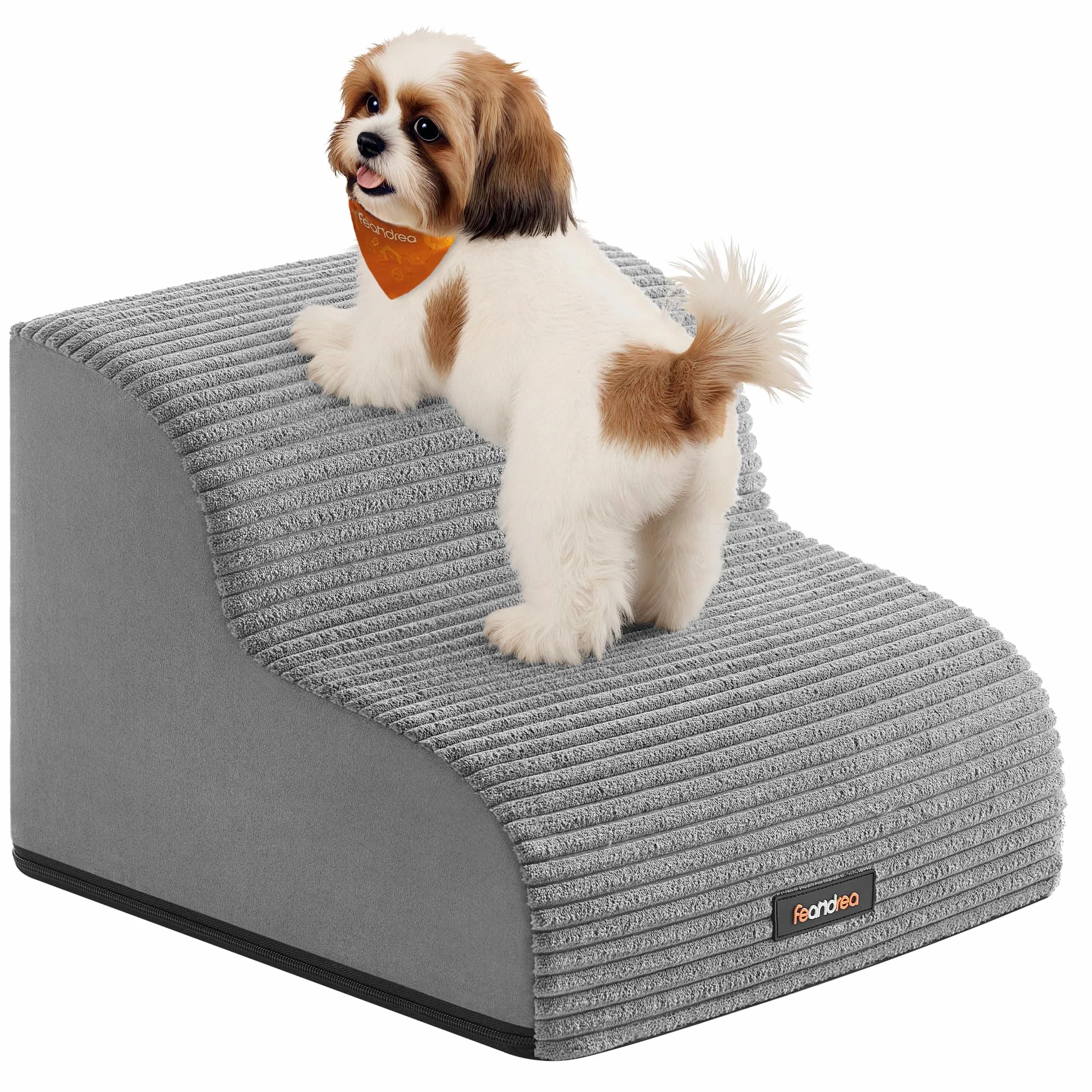 Feandrea Scala a 2 Gradini per Cani, Impermeabile Antiscivolo, Copertura Sfoderabile Lavabile, Grigio Tortora PPS002G01
