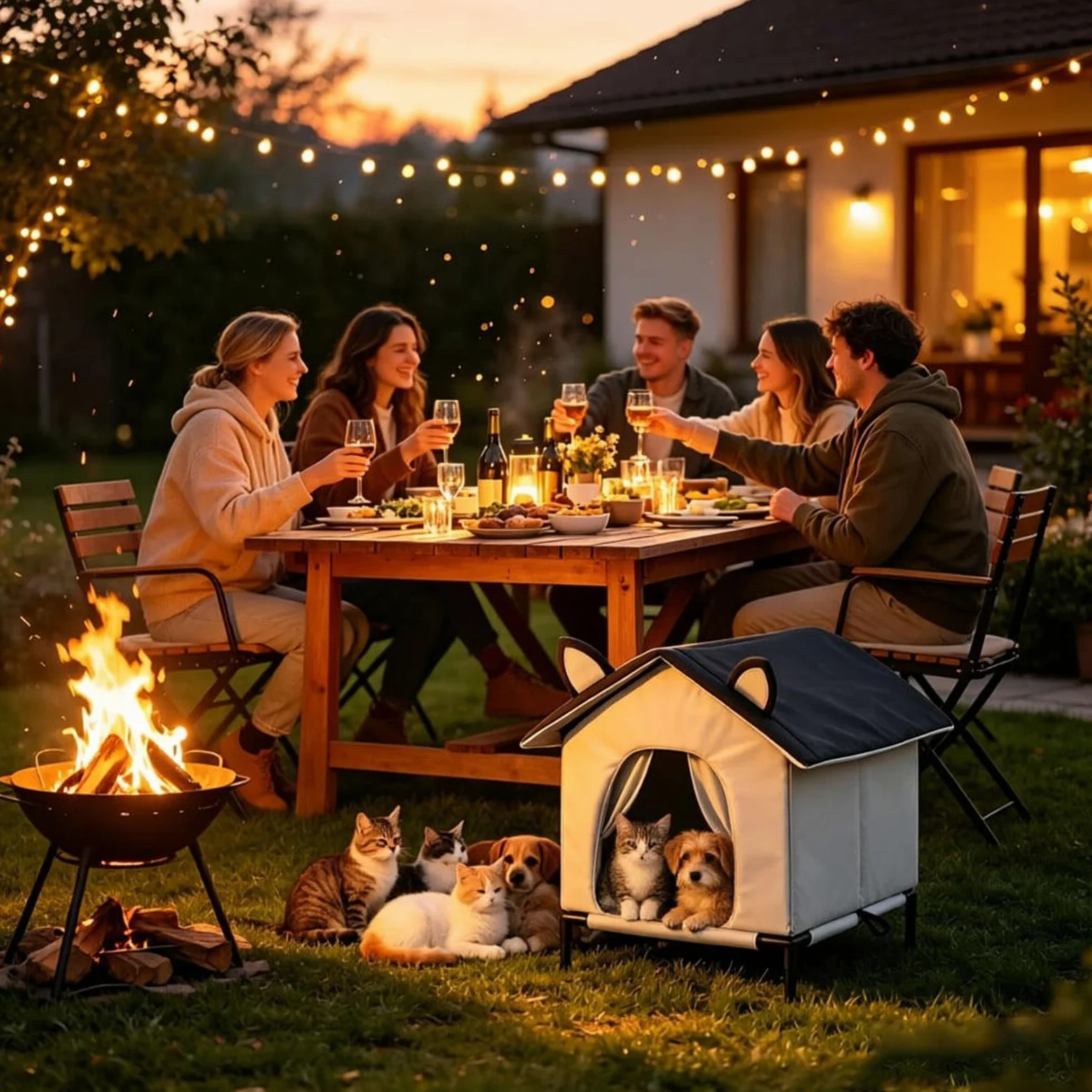 Cuccia Esterna per Gatti Resistente alle Intemperie Cuccia Rialzata Calda | Cuccia Cani Impermeabile Adatto a Animali Randagi, Cortile, Giardino, Patio, Portico e Garage
