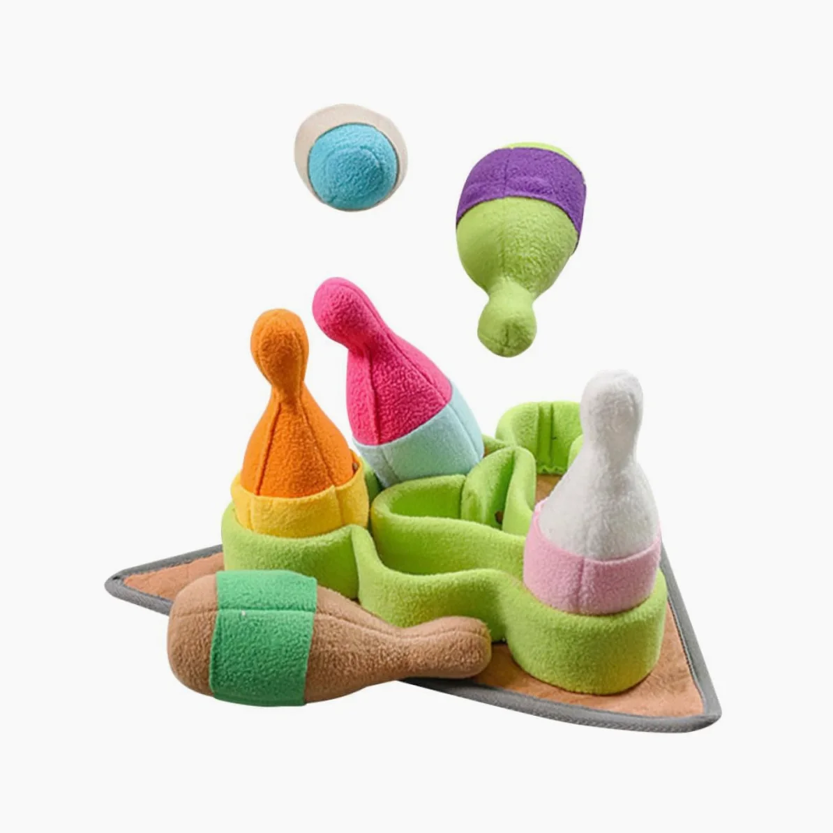 WOONEKY Tappeto Sensoriale in Pile Polare Resistente a Forma di Bowling Cane Giocattolo per Cani per Esercitare L'olfatto e Consumare Energia, per Cuccioli e Animali Domestici
