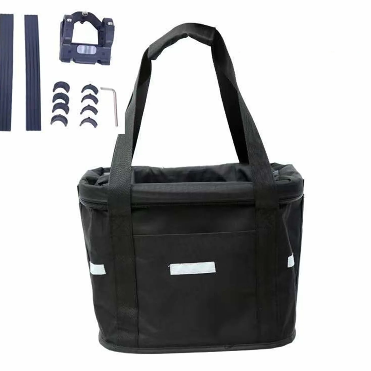 Cestino per Bici, Cestino Anteriore Bici Staccabile con Adattatore Manubrio, Cestino Multiuso da Bicicletta per Cani, Gatto, Ciclismo, Picnic, Shopping (Nero)