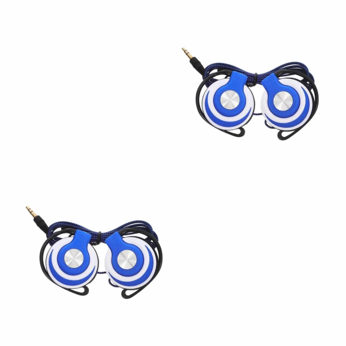 BESTonZON 2 Cuffie Stereo Auricolari Clip Con Gancio Orecchio Cablato Blu Ergonomiche Suono Surround