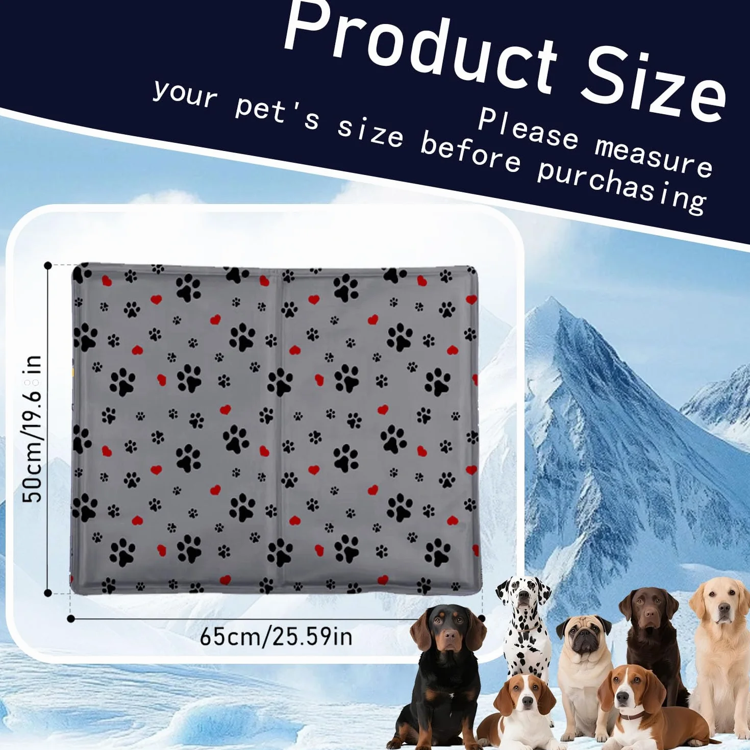 Tappetino Refrigerante per Cani Medi XL 65x50cm Gel Non Tossico Antigraffio