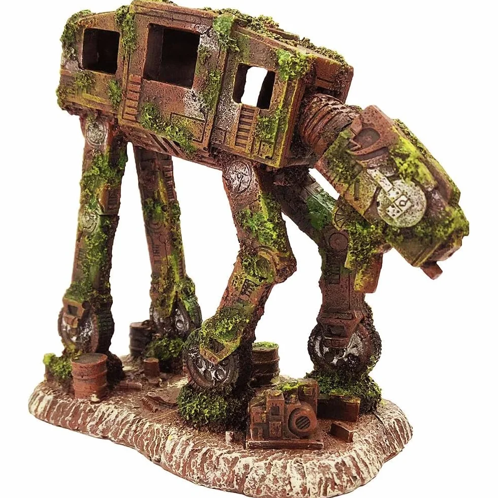 SLOCME Acquario At-At Imperial Walker All Terrain Armored Transport Decorations - Fish Tank Resina Robot Betta Fish Hide Caverna Ornamento
