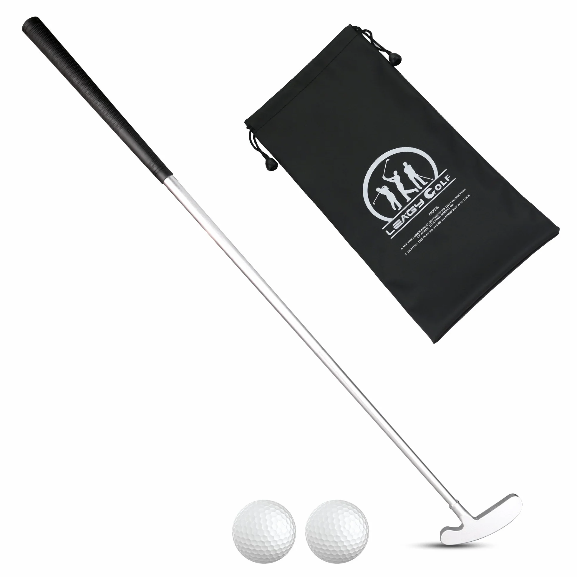 Leagy Putter per Golfisti Destri e Mancini, 2 Palle Bianche, 4 Bastoni Portatili in Lega di Zinco, Borsa Nera