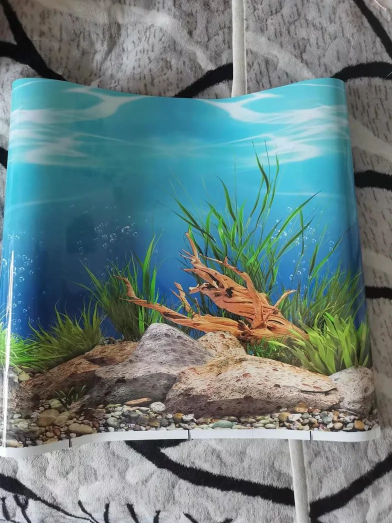 2 Pezzi Acquario Poster Sott'Acqua Fish Tank Sfondo Poster Addensare Adesivo PVC Statico Adesivo Sfondo Carta Decorativa Adesivi (30 * 62cm)