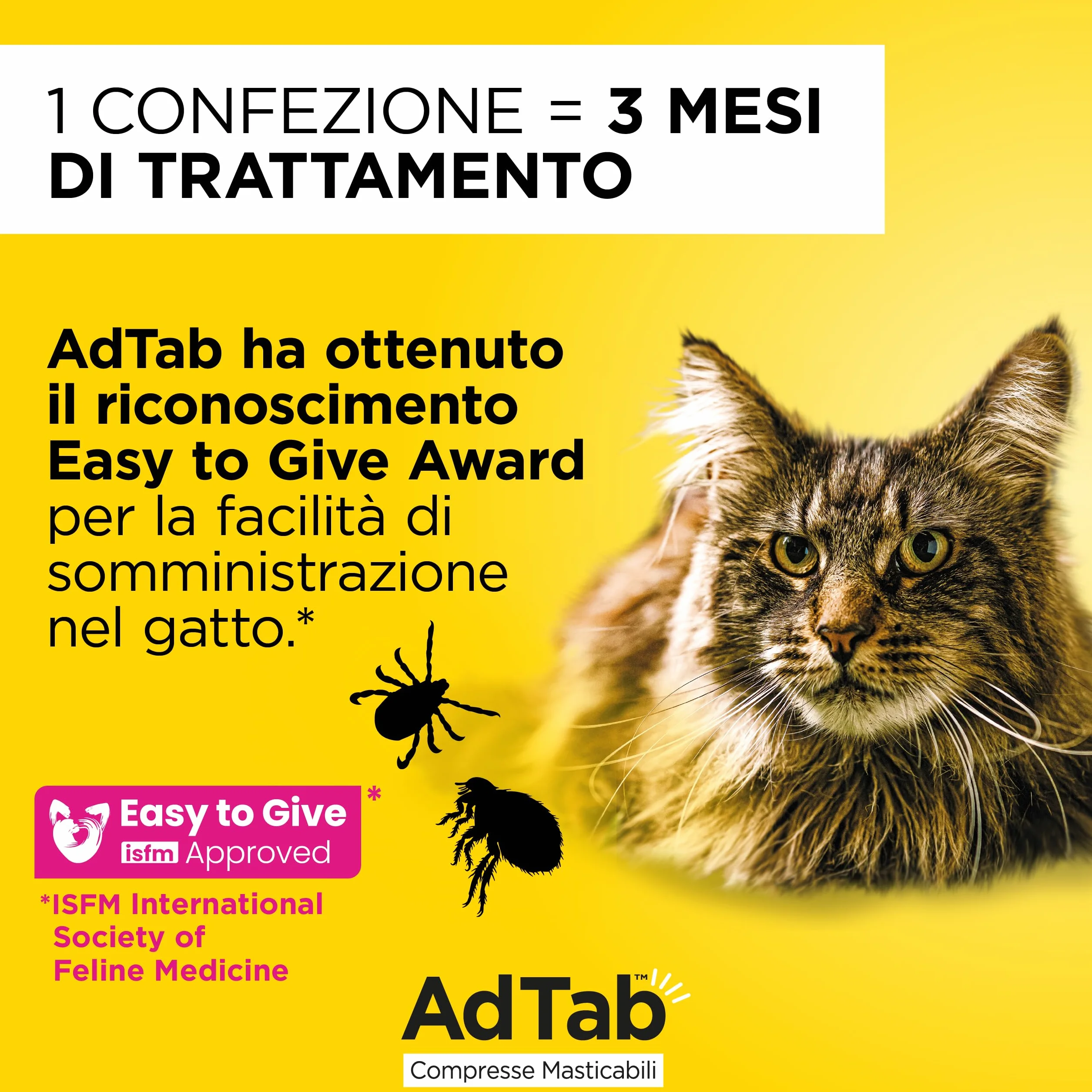 AdTab Compresse Masticabili per gatti 2,0-8,0 Kg - 3 compresse