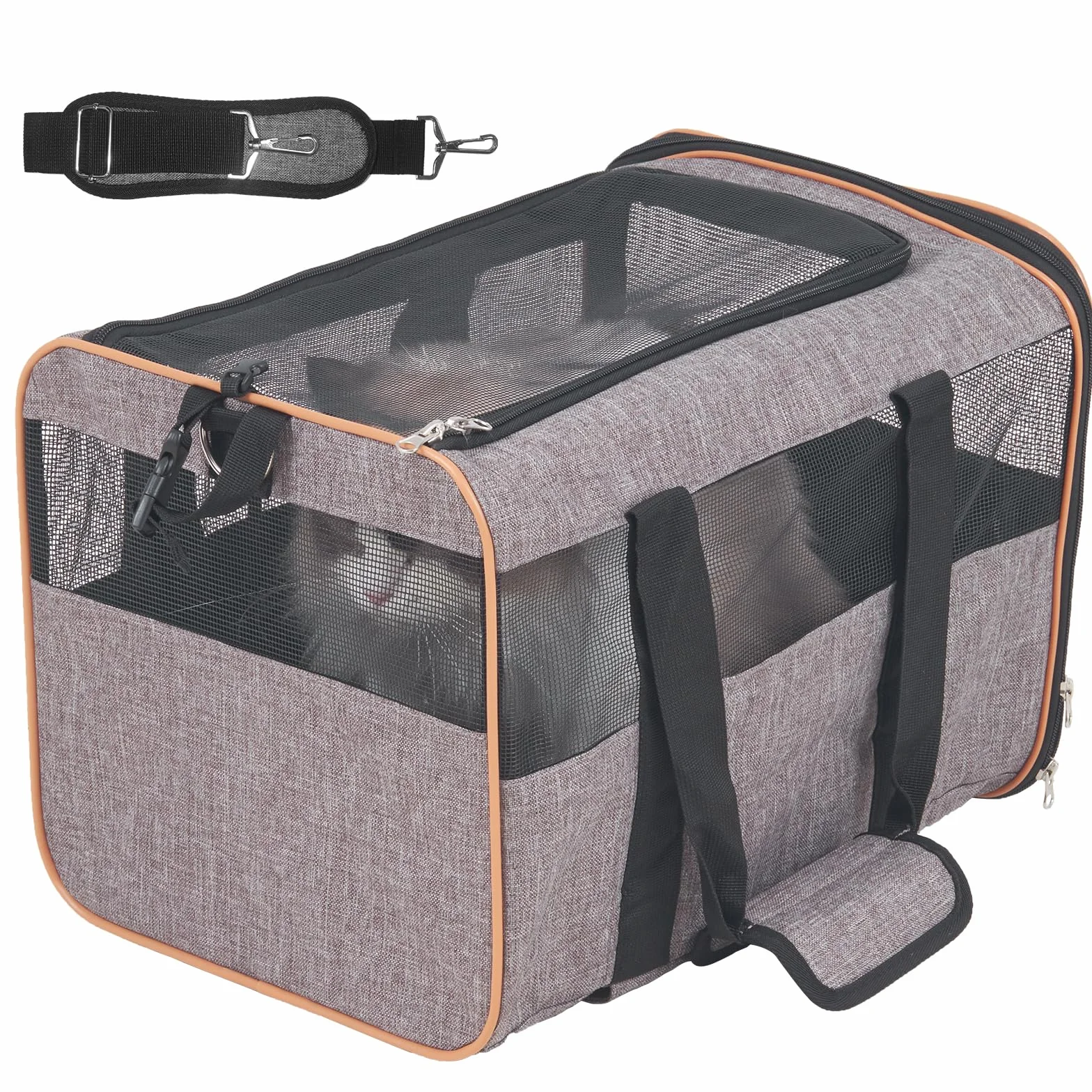 VEVOR Trasportino per Cani e Gatti con Maniglia Telescopica e Ruote, Carico Massimo 9,9 kg Borsa Porta Animali Domestici Approvato dalla Compagnia Aerea, Tessuto Oxford 600D Cerniera Autobloccante