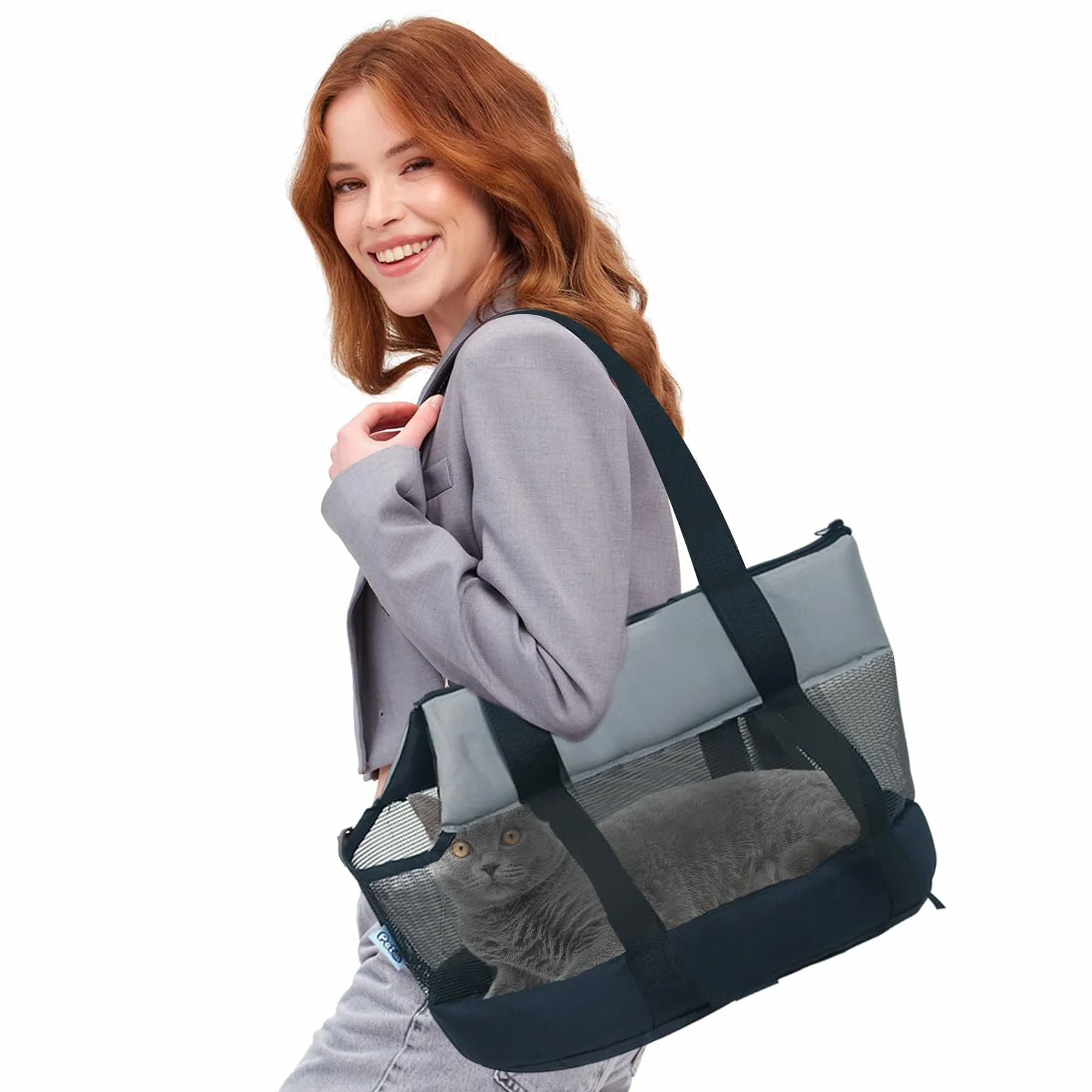 PETCUTE Borsa da Trasporto per Cani e Gatti,Traspirante Borsa da Viaggio per Animali Domestici con Tracolla,Cinghia di Sicurezza Interna,Borsa a Tracolla per Animali Domestici con Pad Rimovibile