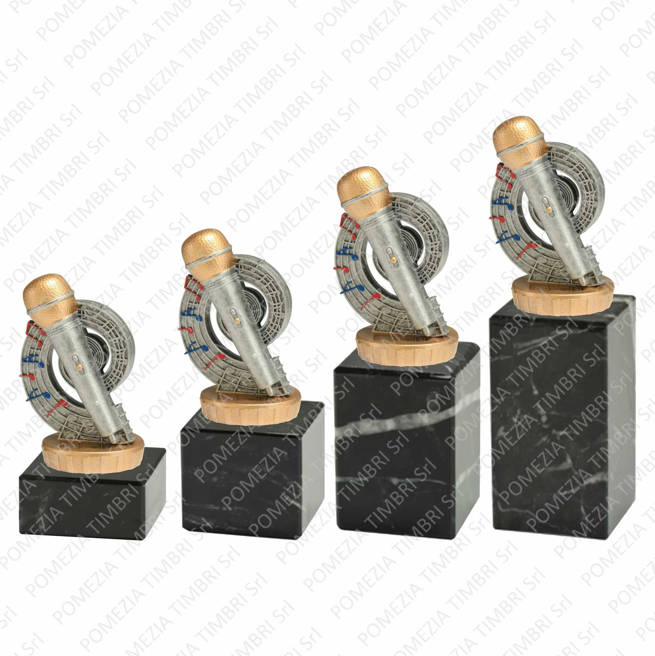 Trofeo Karaoke Microfono in ABS con Base in Marmo Nera