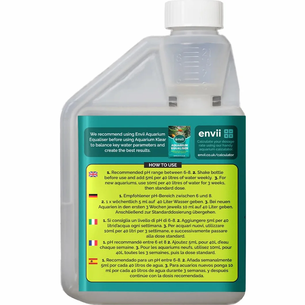 envii Aquarium Klear Antialghe Acquario Dolce Batteri Trattamento Acqua 500ml Tratta 4.000L Attivatore Batterico