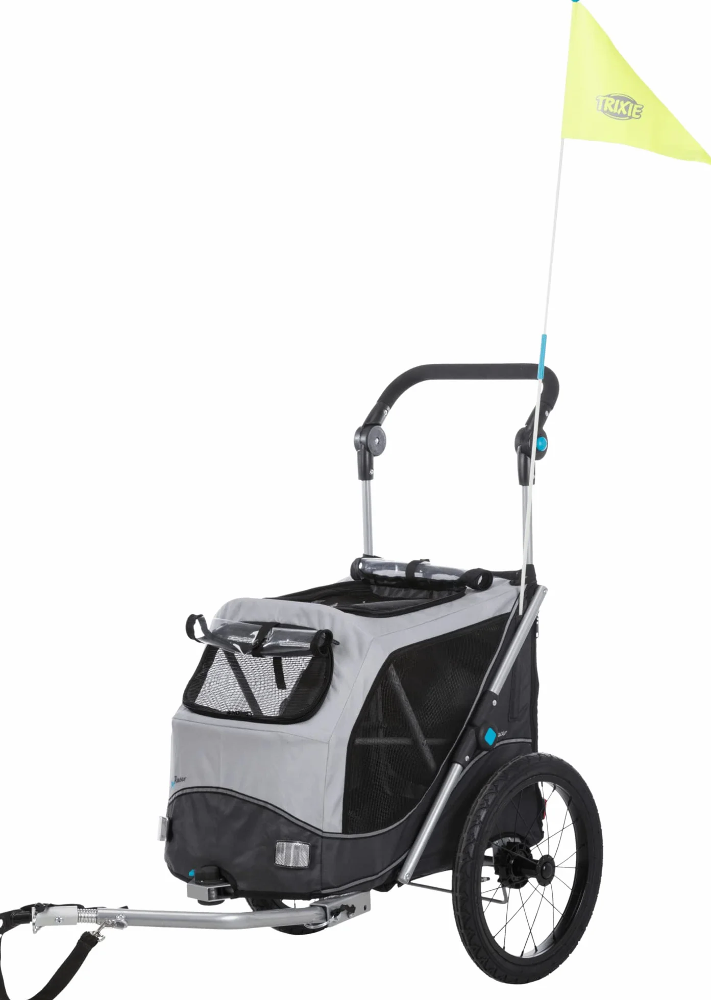 Trixie rimorchio Bici per Cani – Fino a 22 kg – 46 × 50 × 67 cm – rimorchio Pieghevole & Riflettente con guinzaglio di Sicurezza, Cuscino Integrato & Copertura Meteo