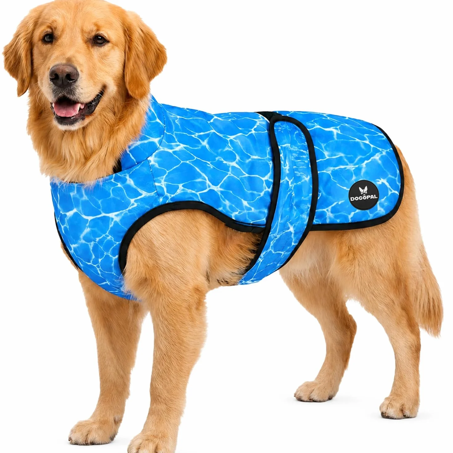 DOGOPAL Gilet Refrigerante per Cani, Giubbotto Rinfrescante Attivato dall'Acqua con Protezione UV, Taglia XL, Blu
