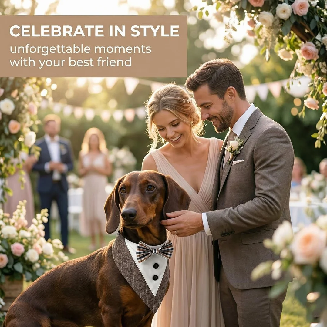 Bandana Cane Regolabile Papillon Collare Vestito Cerimonia per Cani Piccolo Medio Taglia Grande Decorazioni Matrimonio Compleanno Festa