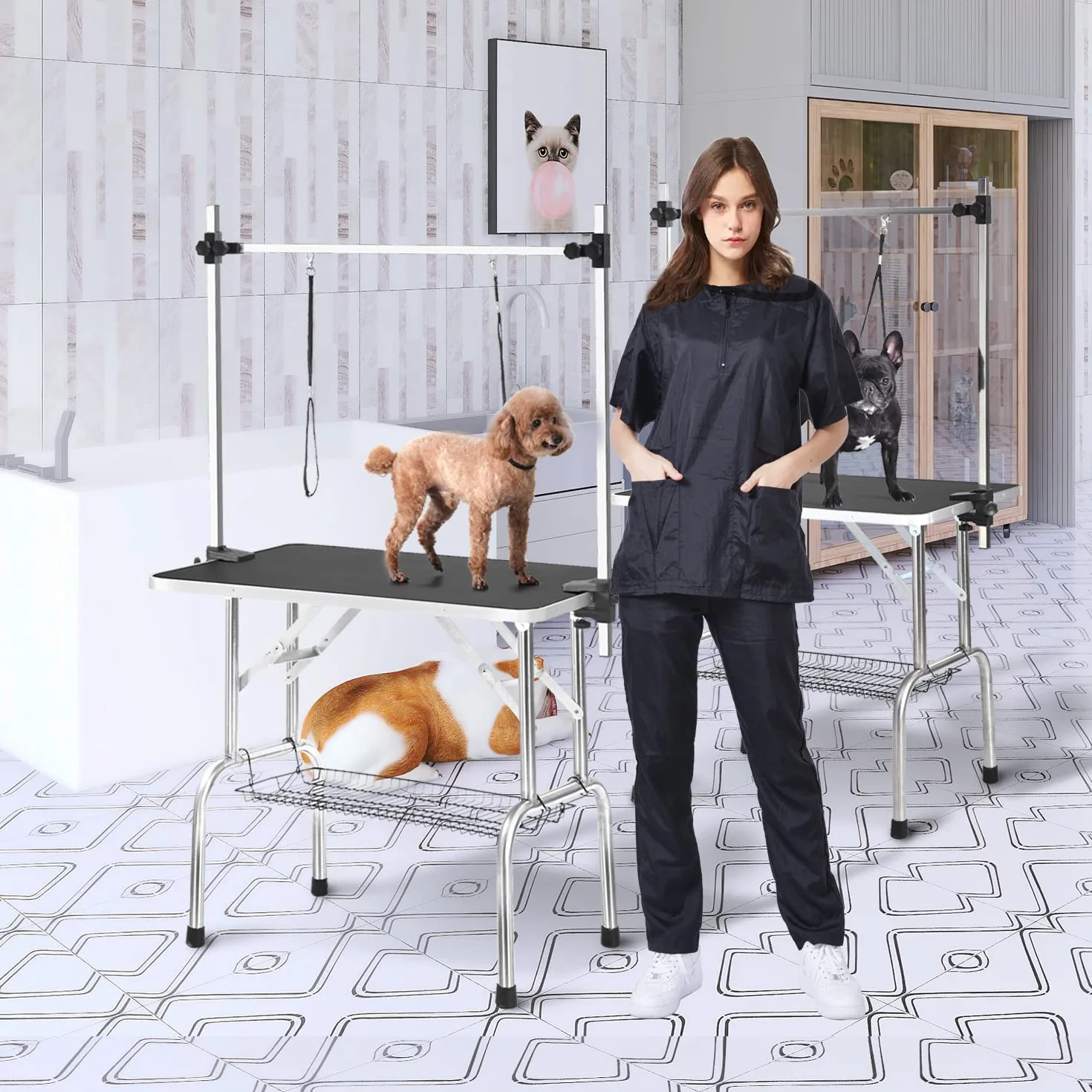 Gliitatu Grembiule da toelettatura per cani da donna, uomo, per animali domestici, gatti, toelettatore, parrucchiere, barbiere, giacche grembiule