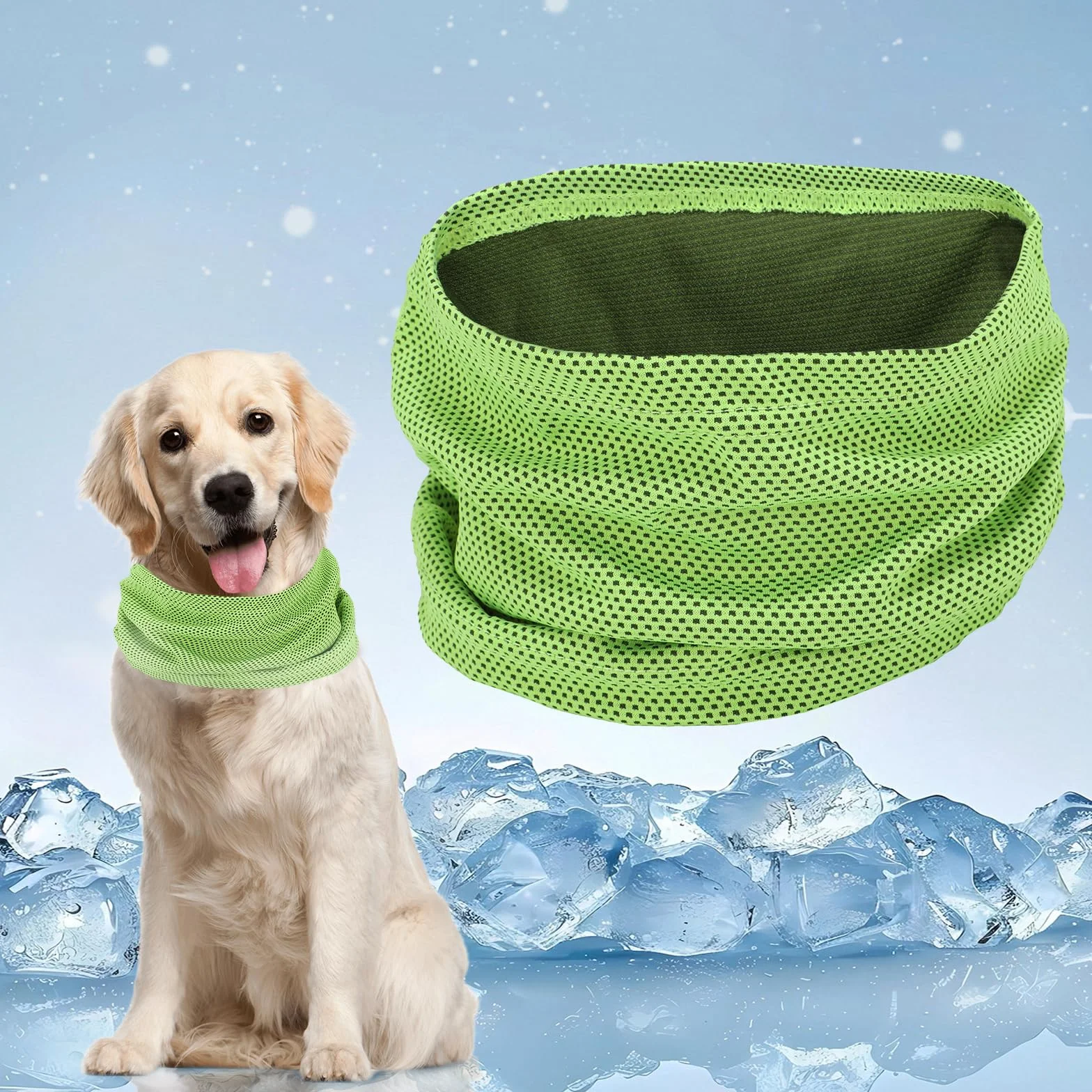 Bandana Rinfrescante Cane, Sciarpa Raffreddamento per Cani, Collare Freddo per Dog, Cooling Foulard Domestico Cani, Collari Rinfrescante Estivo per Cane (Verde-S)