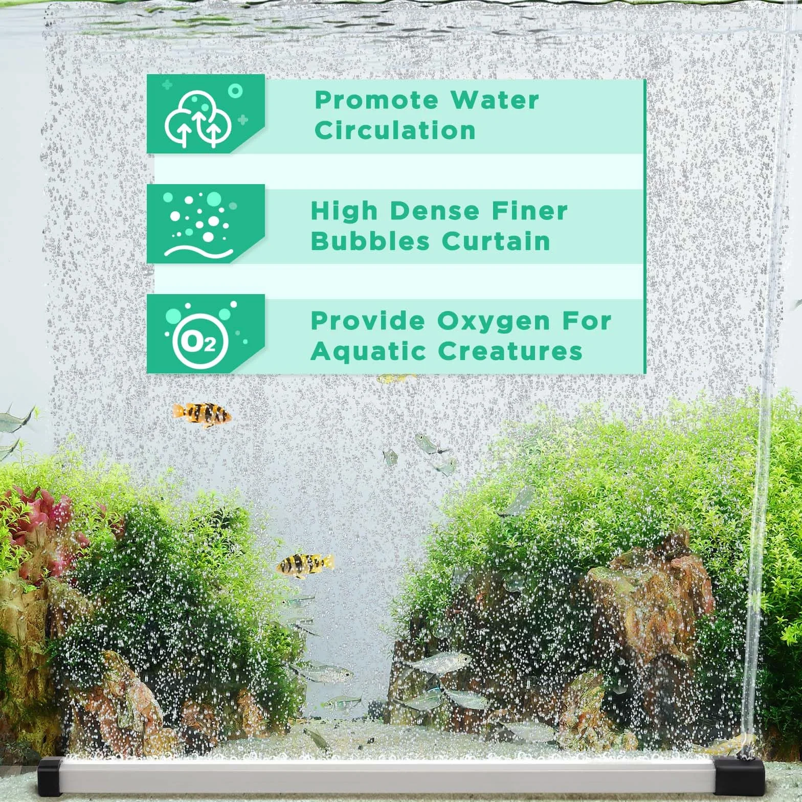 hygger Diffusore Aria per Acquario, Pietra ad Aria per Acquario, d'Aria Air Stone Bubble Fish Tank Diffusore Ossigeno Acquario with Air Tubing for Freshwater Saltwater (35cm)