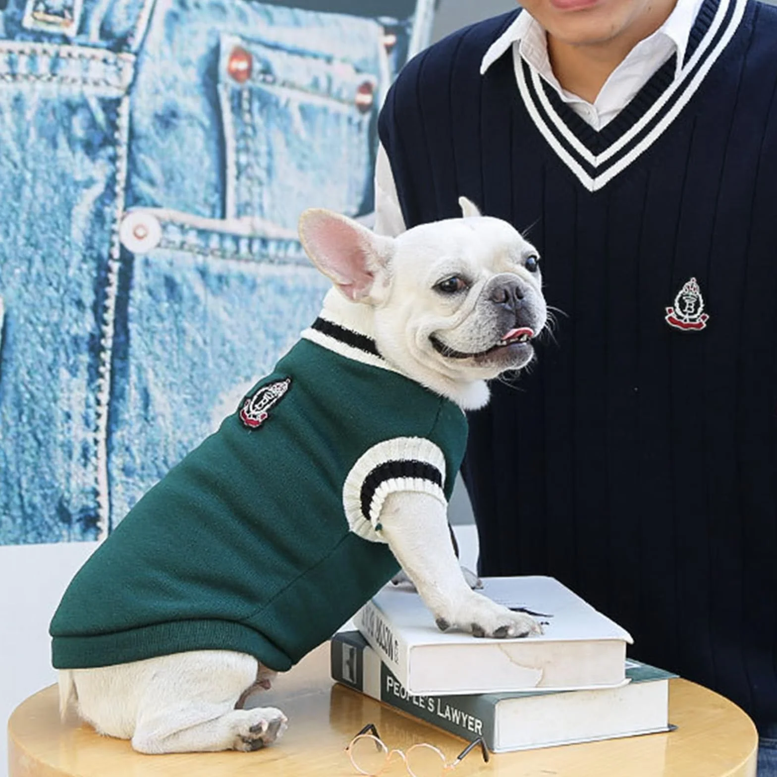 Maglione Cane Taglia Piccola Inverno, Cappottino Caldo con Interno in Pile per Cani, Verde e Rosso, M