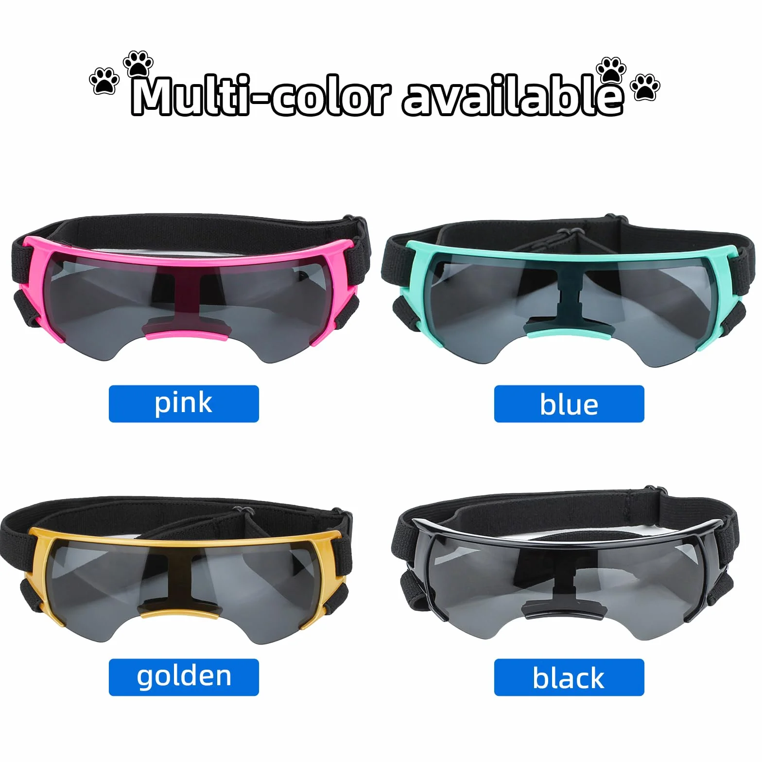 Occhiali da neve estivi, occhiali da sole per cani di piccola taglia, protezione dagli occhi, protezione UV per cani, occhiali da sole, anti-appannamento, per moto, canestro convertibile (rosa)
