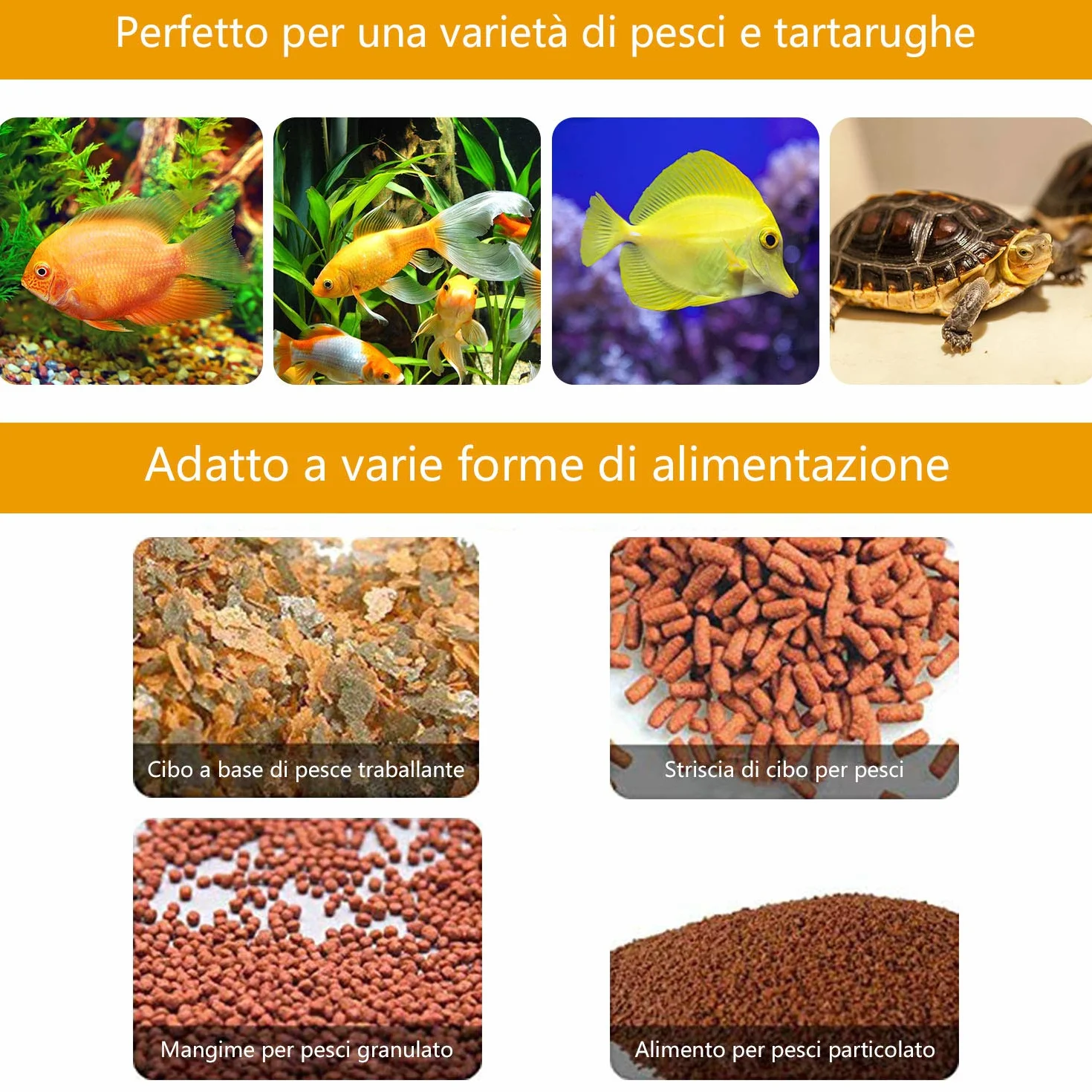 Mangiatoia Automatica per Acquario, Distributori di Cibo per Pesci Tartarughe con Display LCD, capacità di Serbatoio 200mL , Impostazione del Tempo di Mangime